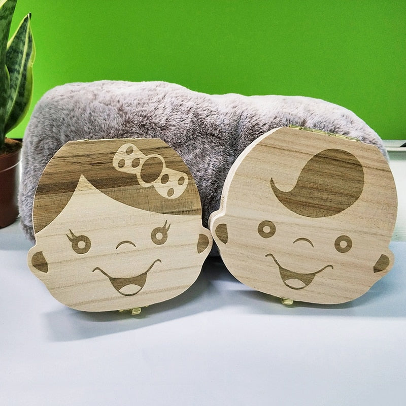 Wooden Kids Baby Tooth Storage Box