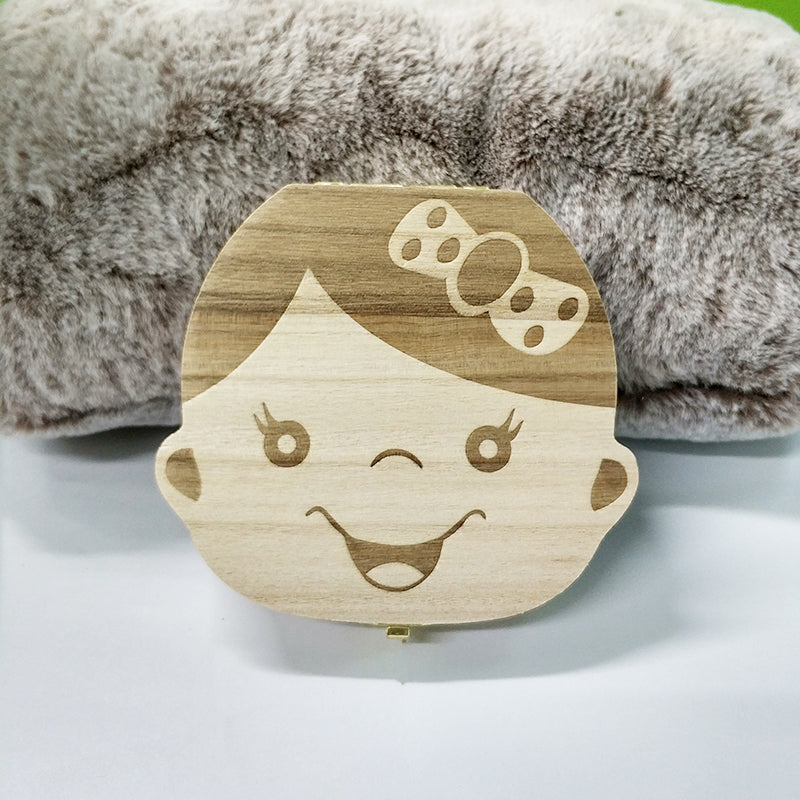 Wooden Kids Baby Tooth Storage Box